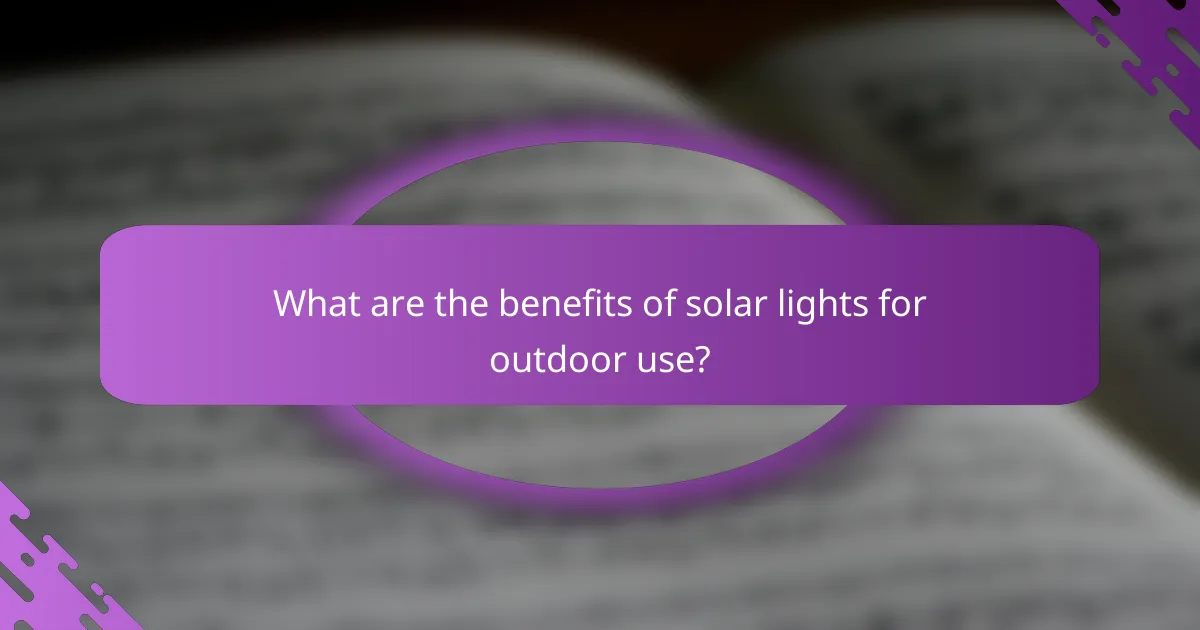 What are the benefits of solar lights for outdoor use?