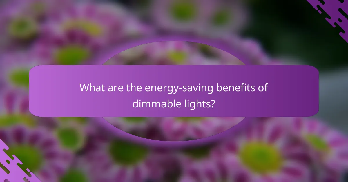 What are the energy-saving benefits of dimmable lights?